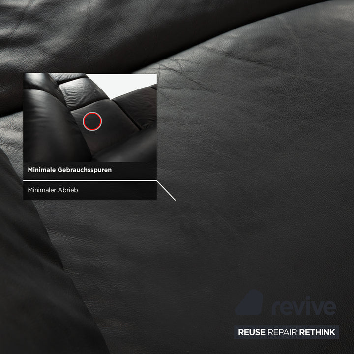 Willi Schillig Sherry Leder Ecksofa Hocker Schwarz Sofa Couch manuelle Funktion