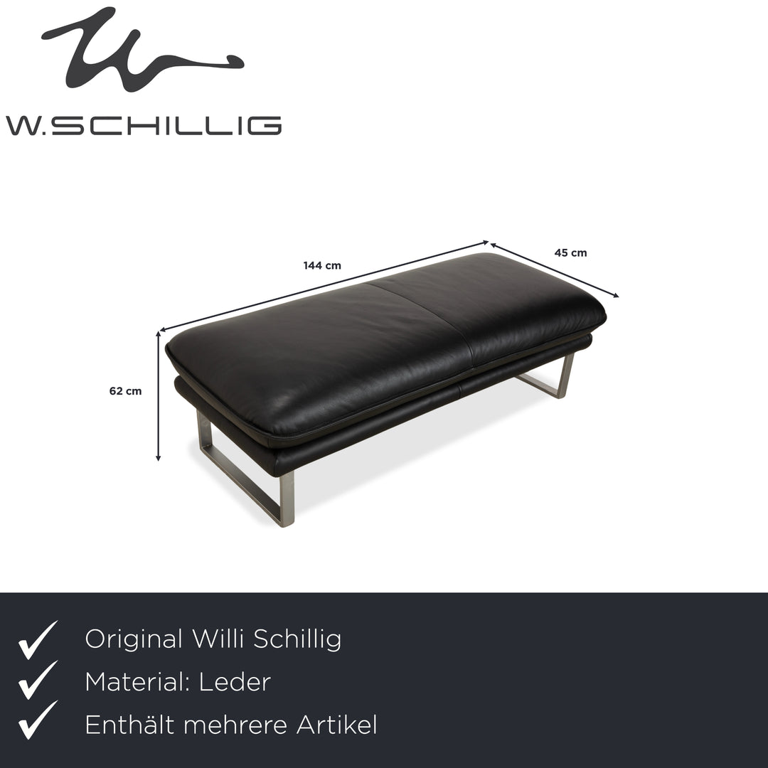 Willi Schillig Sherry Leder Ecksofa Hocker Schwarz Sofa Couch manuelle Funktion