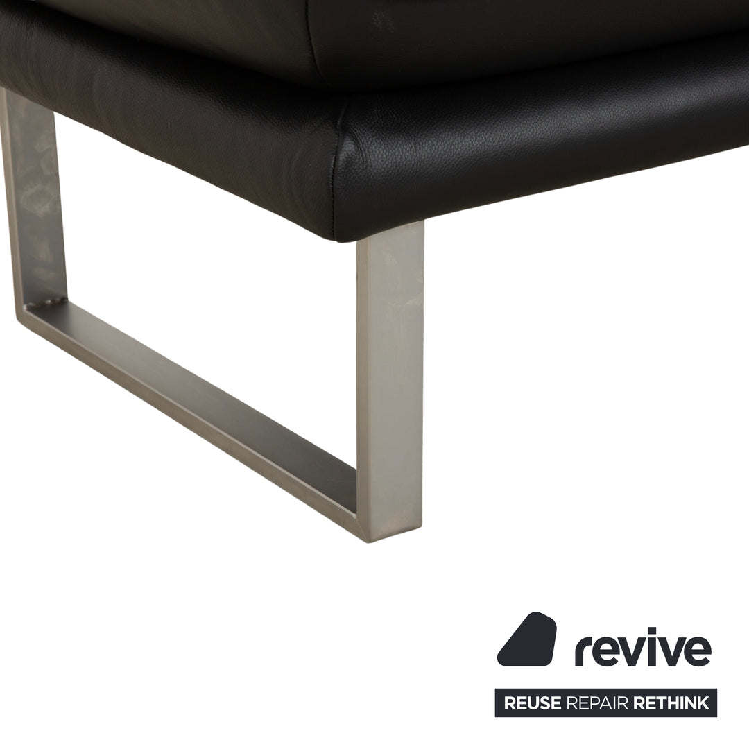 Willi Schillig Sherry Leder Ecksofa Hocker Schwarz Sofa Couch manuelle Funktion