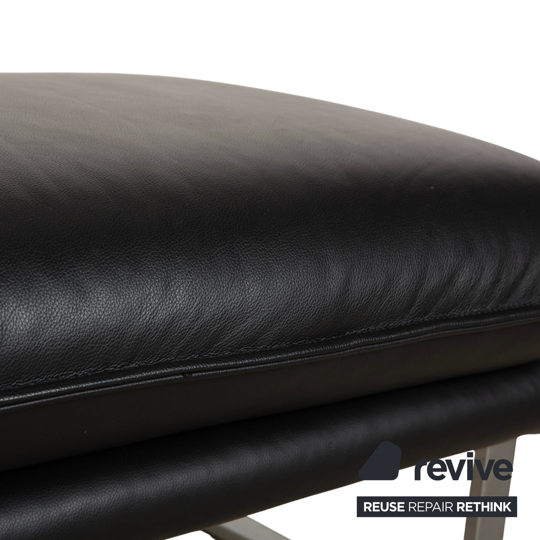 Willi Schillig Sherry Leather Corner Sofa Ottoman Black Sofa Couch Manual Function