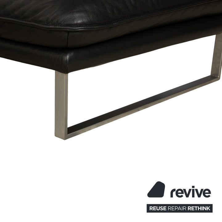 Willi Schillig Sherry Leather Corner Sofa Black Sofa Couch Manual Function