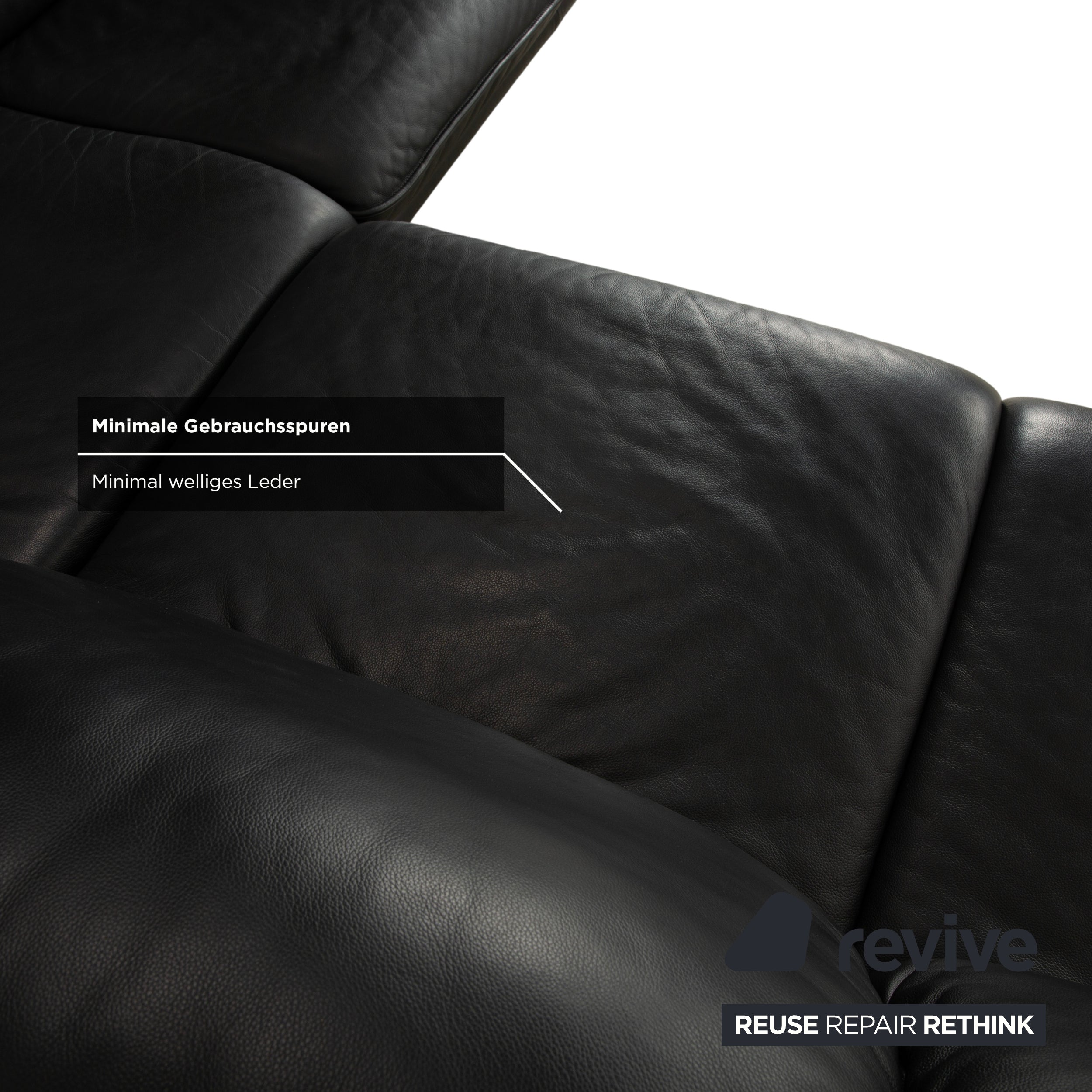 Willi Schillig Sherry Leder Ecksofa Schwarz Sofa Couch manuelle Funktion