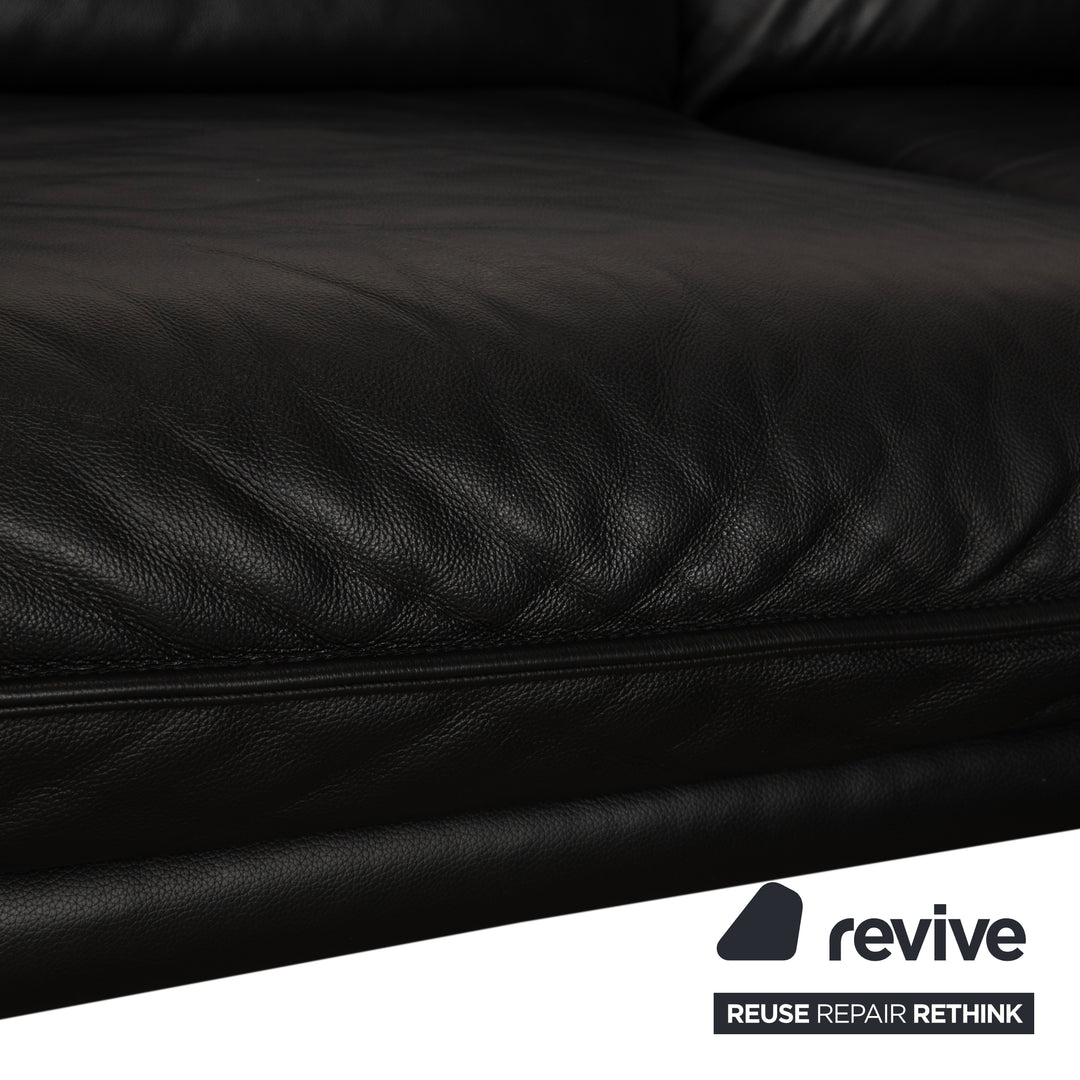 Willi Schillig Sherry Leather Corner Sofa Black Sofa Couch Manual Function