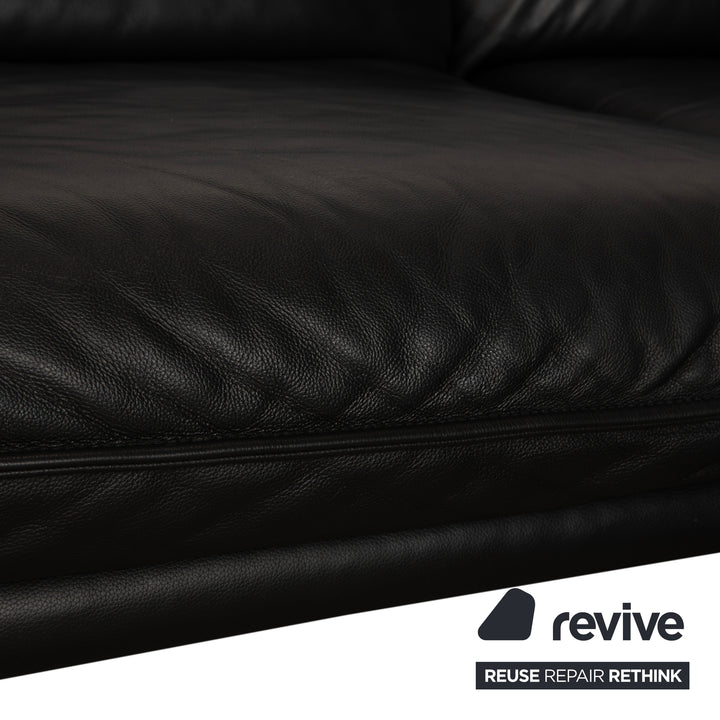 Willi Schillig Sherry Leather Corner Sofa Black Sofa Couch Manual Function