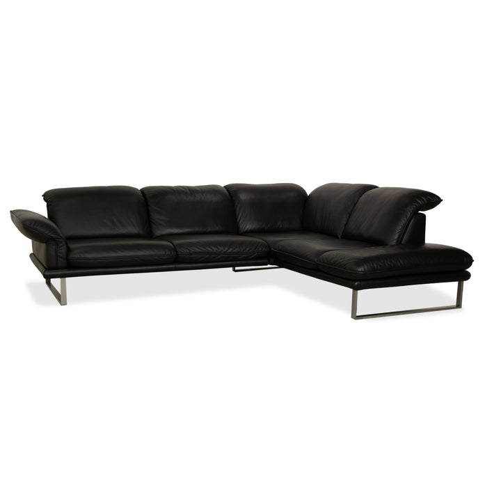 Willi Schillig Sherry Leather Corner Sofa Black Sofa Couch Manual Function