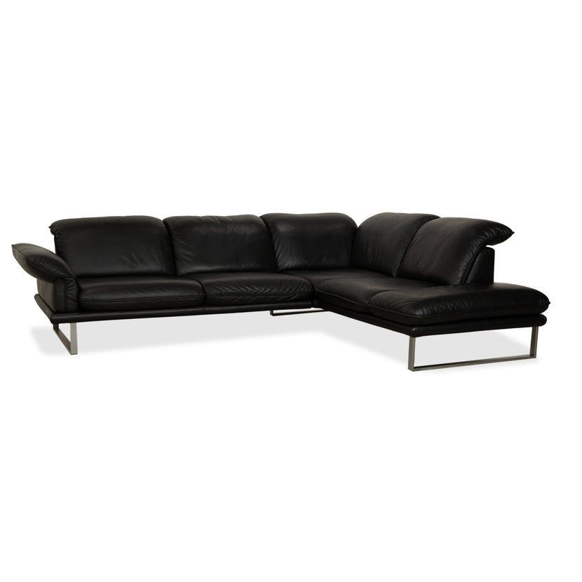 Willi Schillig Sherry Leder Ecksofa Schwarz Sofa Couch manuelle Funktion