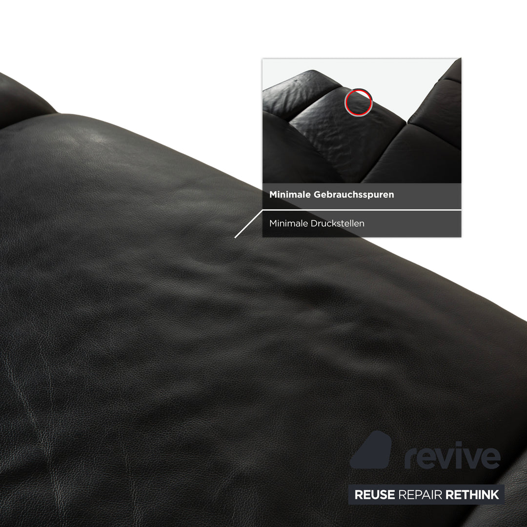 Willi Schillig Sherry Leather Corner Sofa Black Sofa Couch Manual Function