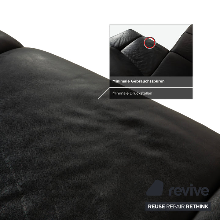 Willi Schillig Sherry Leather Corner Sofa Black Sofa Couch Manual Function