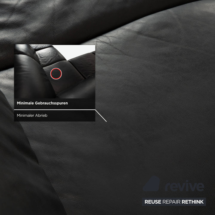 Willi Schillig Sherry Leather Corner Sofa Black Sofa Couch Manual Function