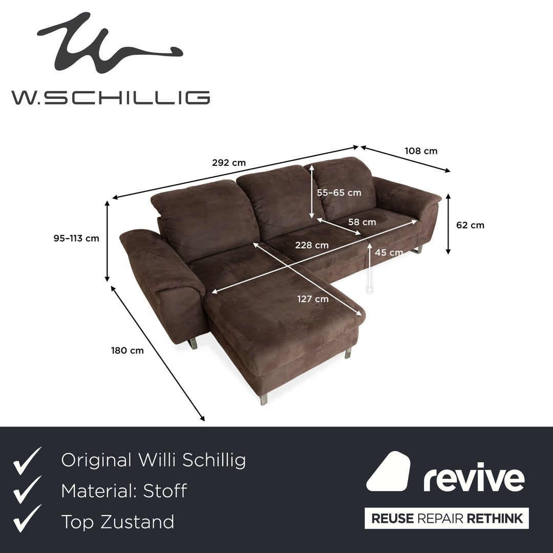 Willi Schillig Sinaatra canapé d'angle en tissu marron méridienne gauche canapé canapé