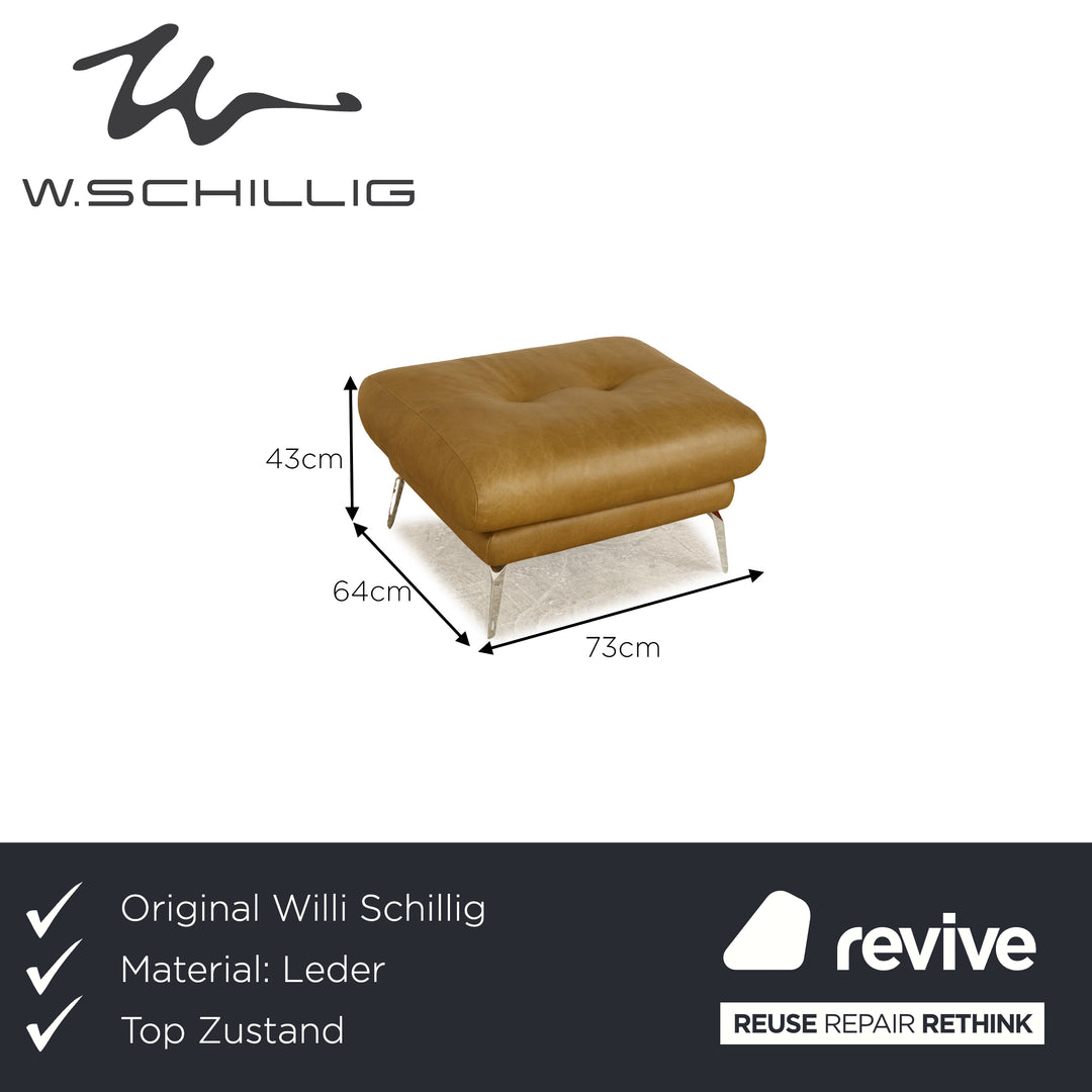 Willi Schillig sofy leather stool olive green