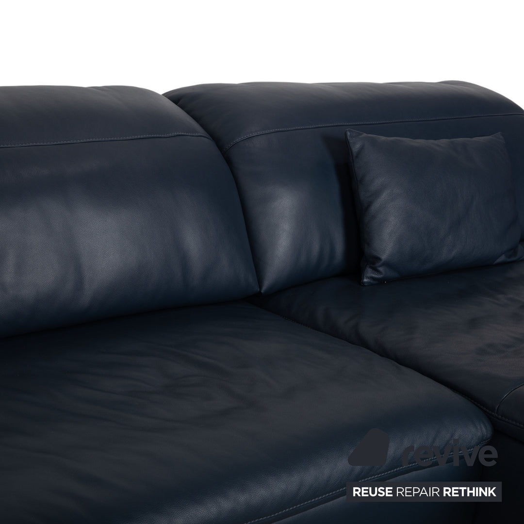 Willi Schillig Stella Leather Corner Sofa Chaise Blue Dark Blue Manual Function