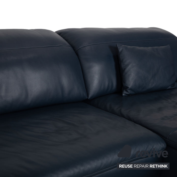 Willi Schillig Stella Leather Corner Sofa Chaise Blue Dark Blue Manual Function