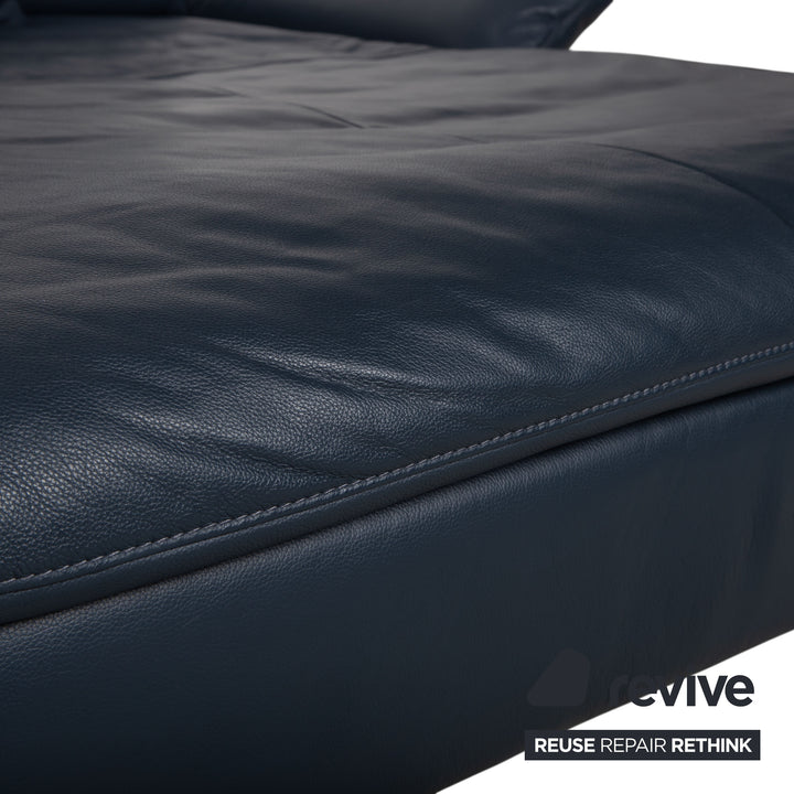 Willi Schillig Stella Leather Corner Sofa Chaise Blue Dark Blue Manual Function