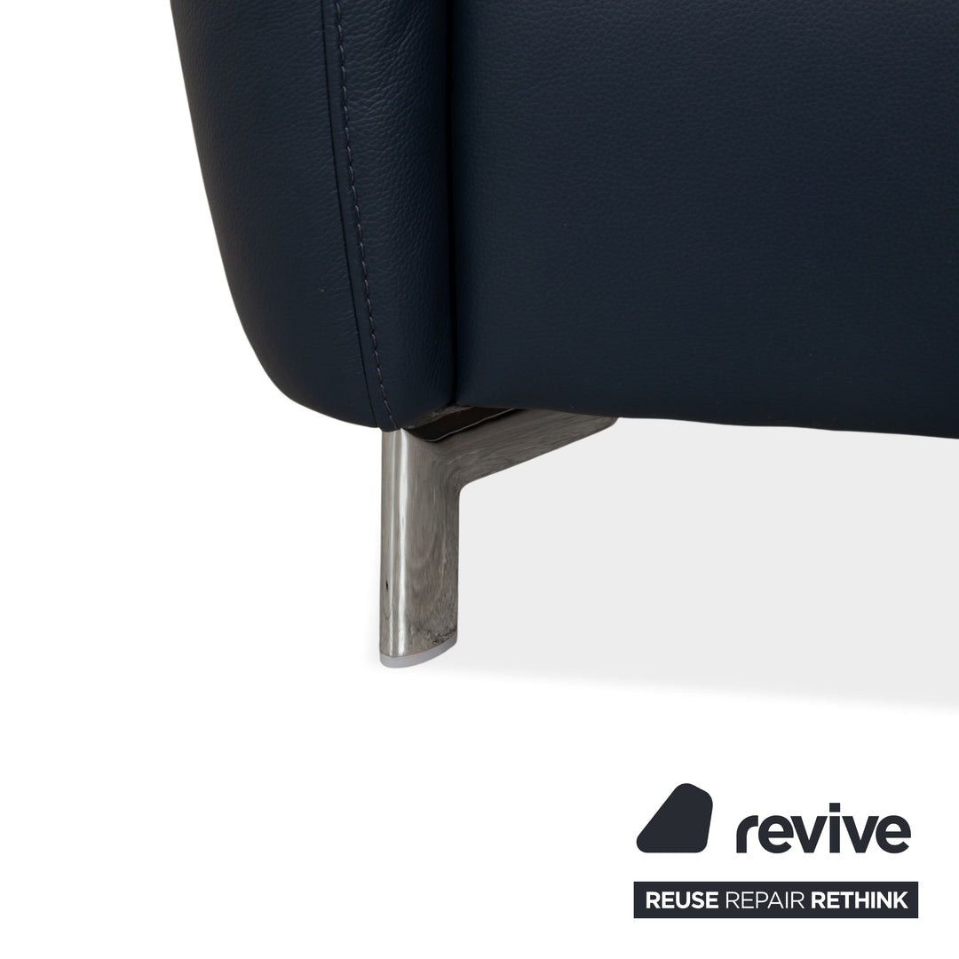 Willi Schillig Stella Leder Ecksofa Recamiere Blau Dunkelblau manuelle Funktion