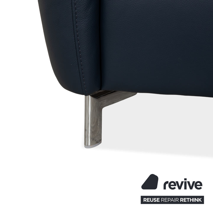 Willi Schillig Stella Leder Ecksofa Recamiere Blau Dunkelblau manuelle Funktion