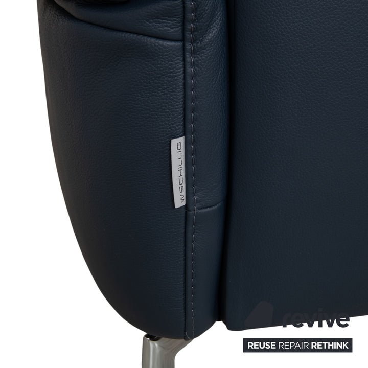 Willi Schillig Stella Leder Ecksofa Recamiere Blau Dunkelblau manuelle Funktion
