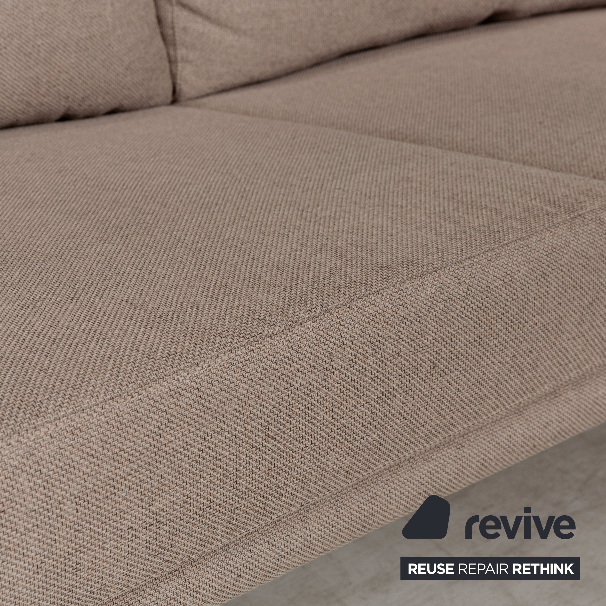 Willi Schillig Fabric Three-Seater Beige Sofa Couch