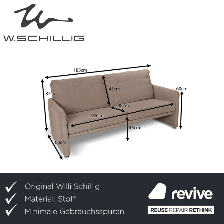 Willi Schillig Fabric Three-Seater Beige Sofa Couch