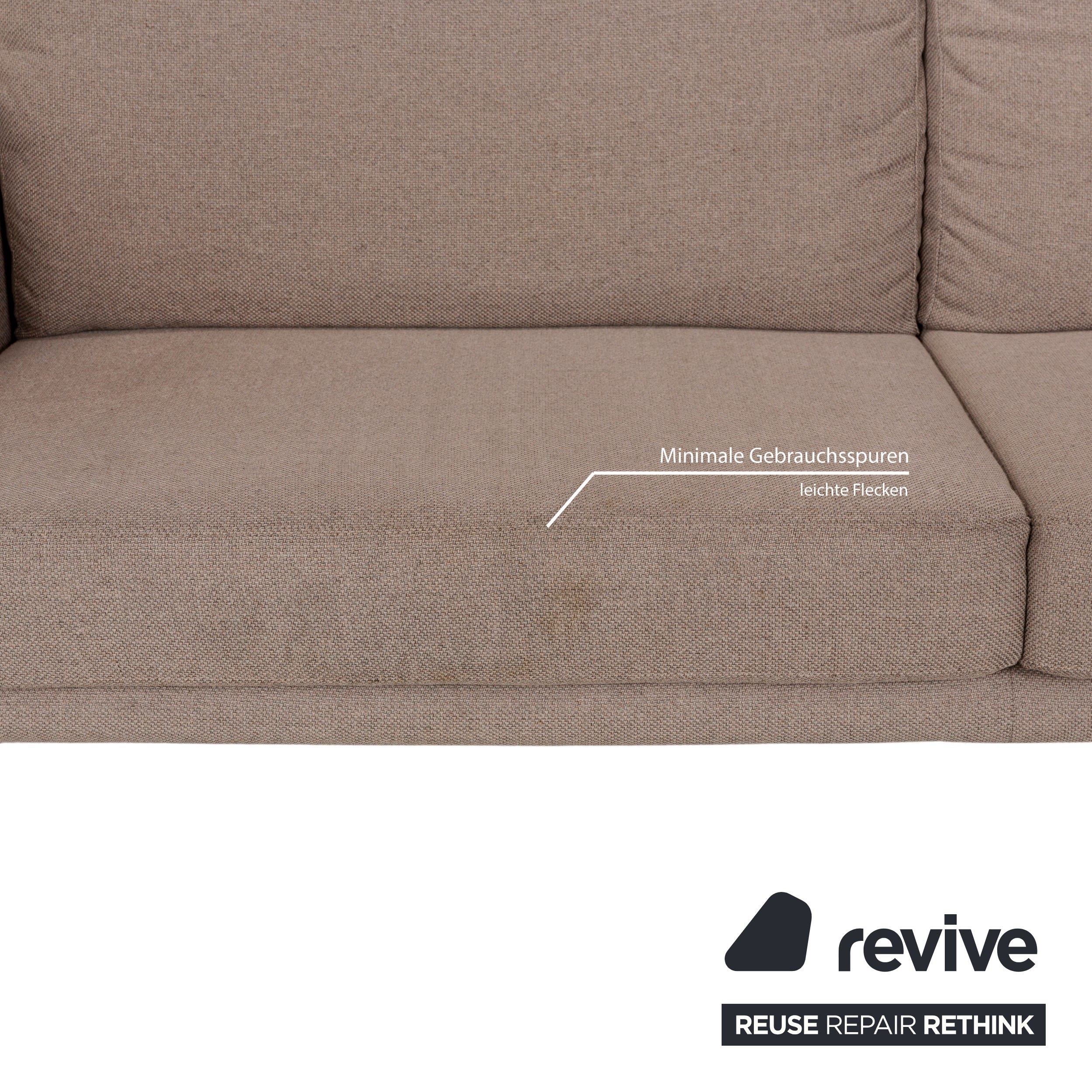 Willi Schillig Fabric Three-Seater Beige Sofa Couch