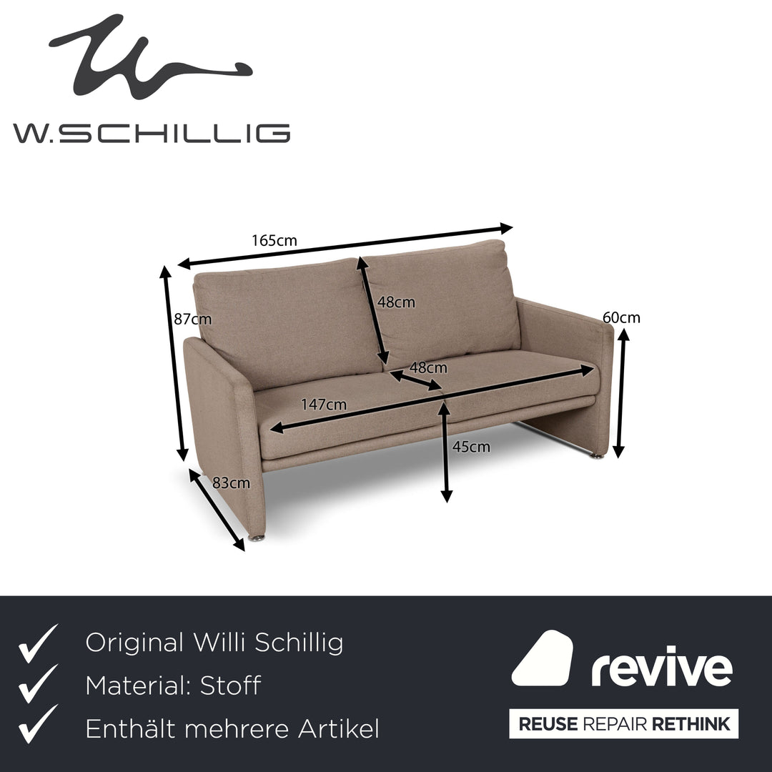 Willi Schillig Fabric Sofa Set Three-Seater Beige Sofa Couch