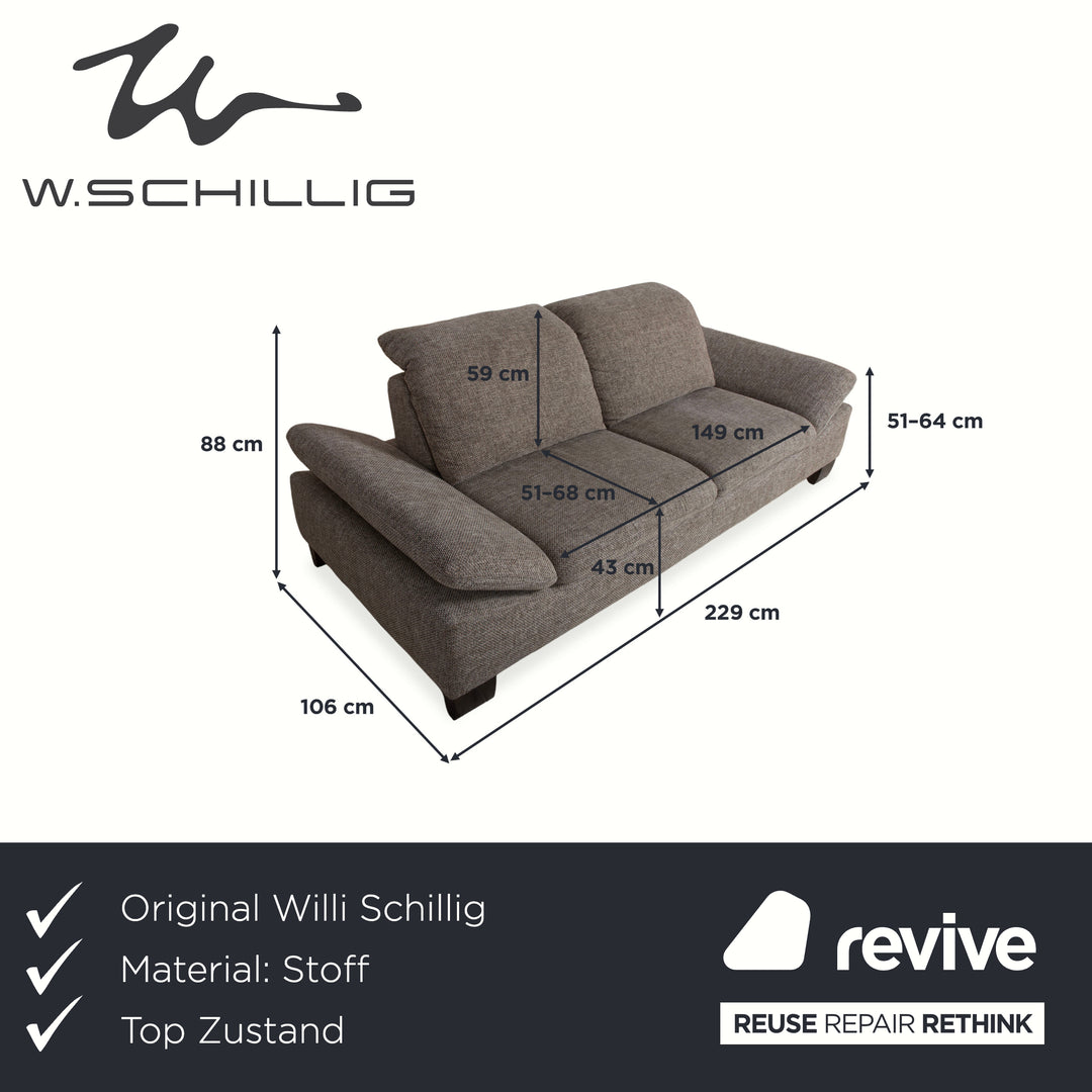 Willi Schillig Stoff Zweisitzer Grau manuelle Funktion Sofa Couch