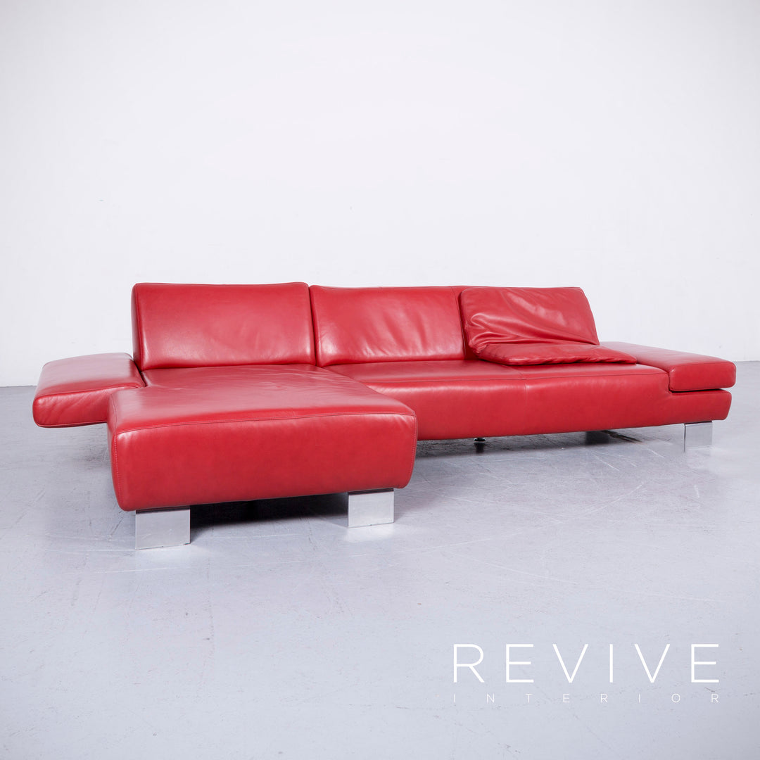 Willi Schillig Taboo Designer Leder Sofa Rot Echtleder Ecksofa Couch #6571