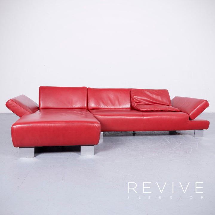 Willi Schillig Taboo Designer Leder Sofa Rot Echtleder Ecksofa Couch #6571