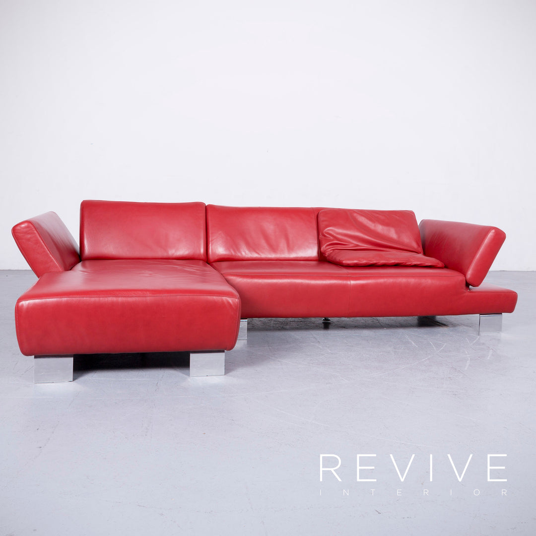 Willi Schillig Taboo Designer Leder Sofa Rot Echtleder Ecksofa Couch #6571