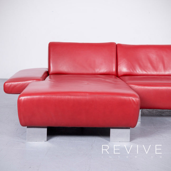 Willi Schillig Taboo Designer Leder Sofa Rot Echtleder Ecksofa Couch #6571