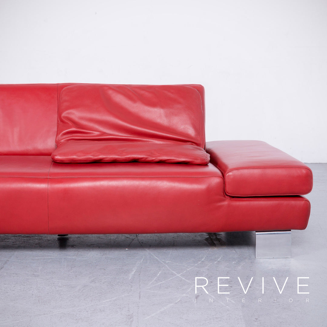 Willi Schillig Taboo Designer Leder Sofa Rot Echtleder Ecksofa Couch #6571