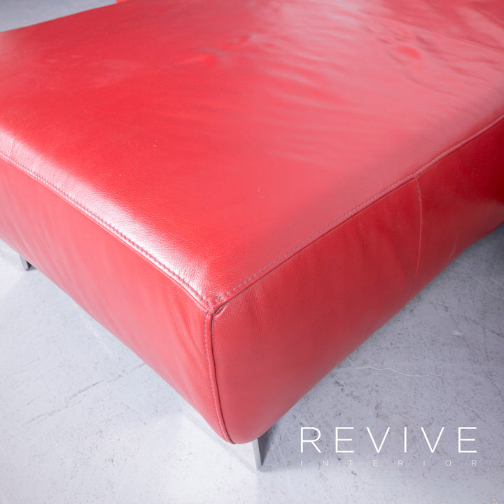 Willi Schillig Taboo Designer Leder Sofa Rot Echtleder Ecksofa Couch #6571