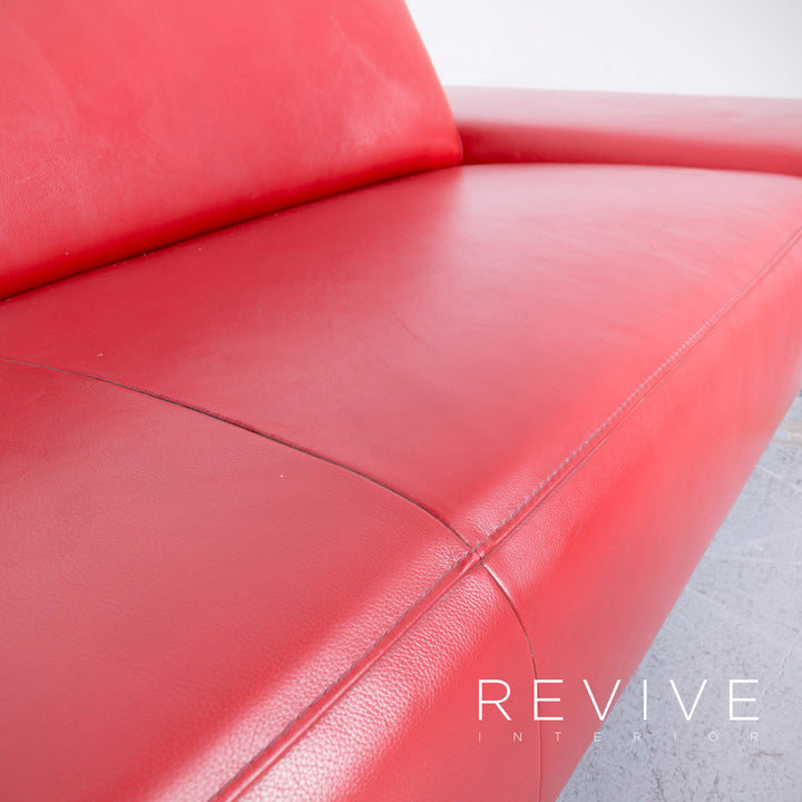 Willi Schillig Taboo Designer Leder Sofa Rot Echtleder Ecksofa Couch #6571