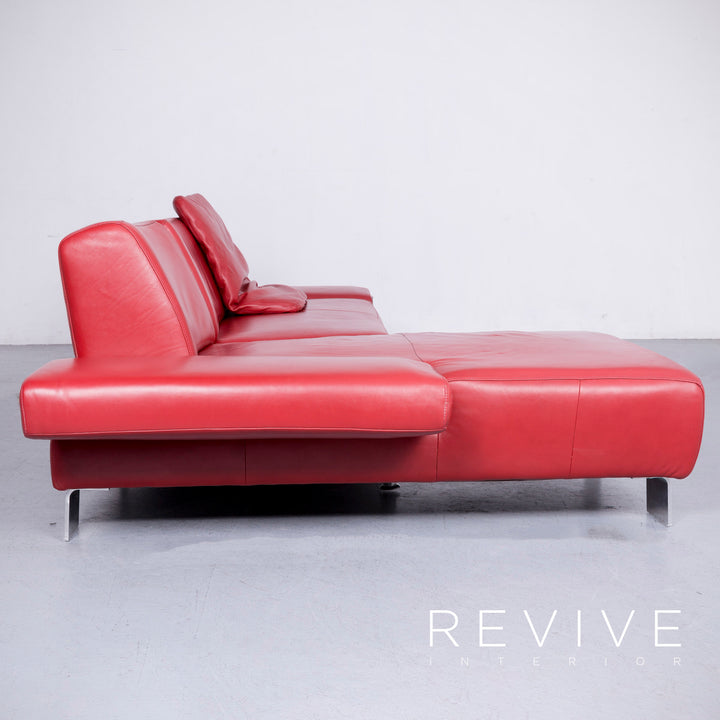 Willi Schillig Taboo Designer Leder Sofa Rot Echtleder Ecksofa Couch #6571