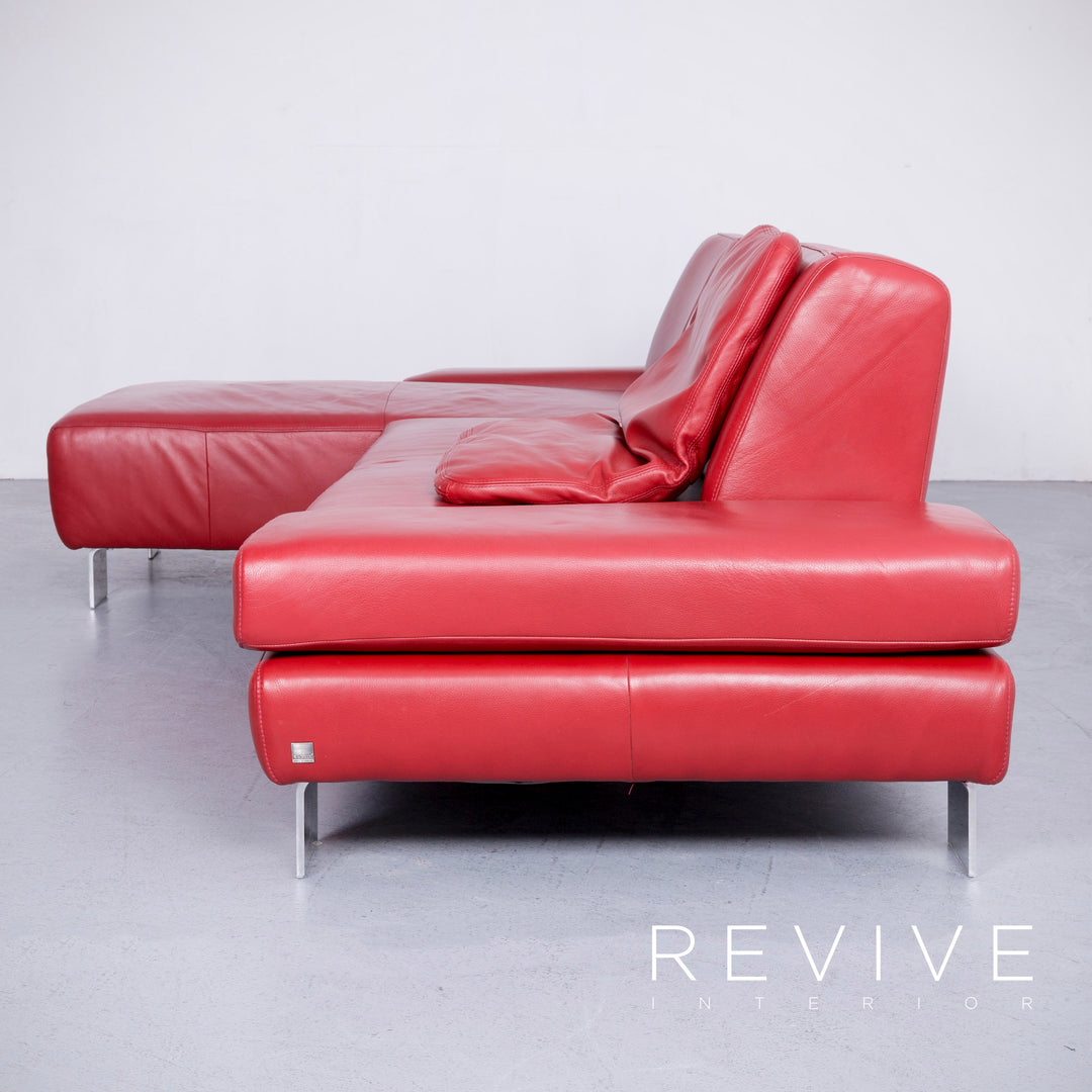 Willi Schillig Taboo Designer Leder Sofa Rot Echtleder Ecksofa Couch #6571