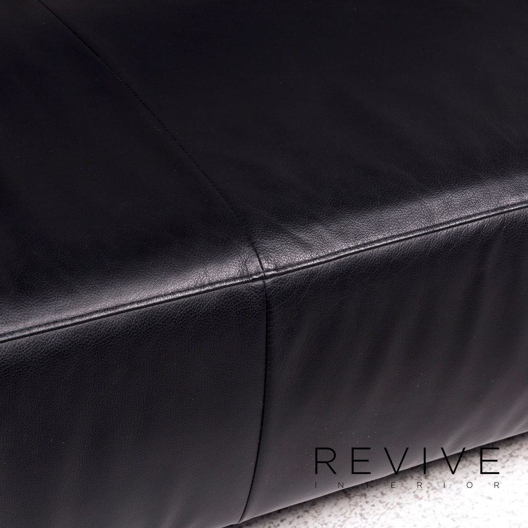 Willi Schillig Taboo Designer Leather Sofa Black Three-Seater Couch #9577