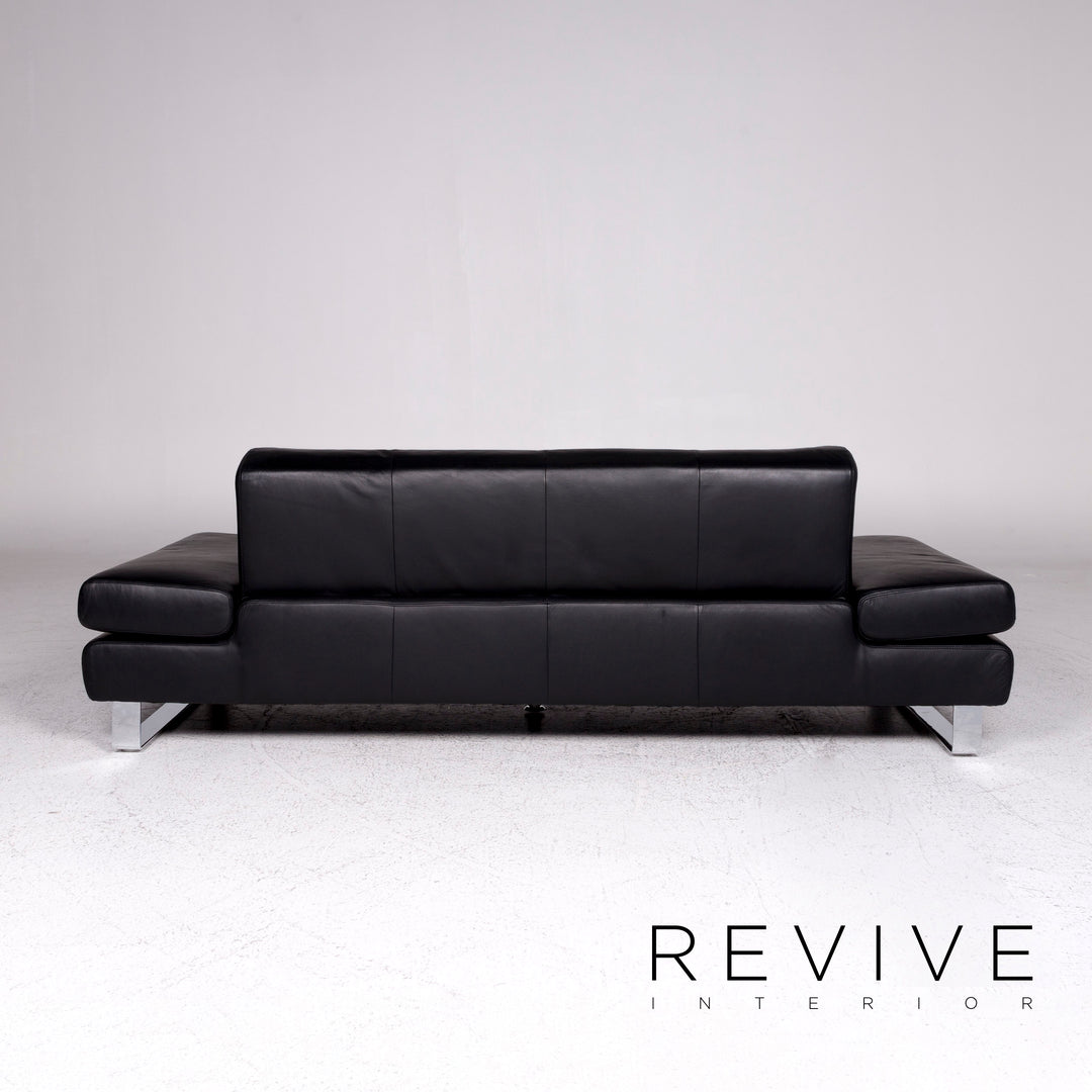 Willi Schillig Taboo Designer Leather Sofa Black Three-Seater Couch #9577