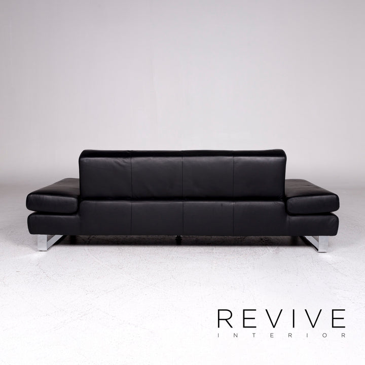 Willi Schillig Taboo Designer Leather Sofa Black Three-Seater Couch #9577
