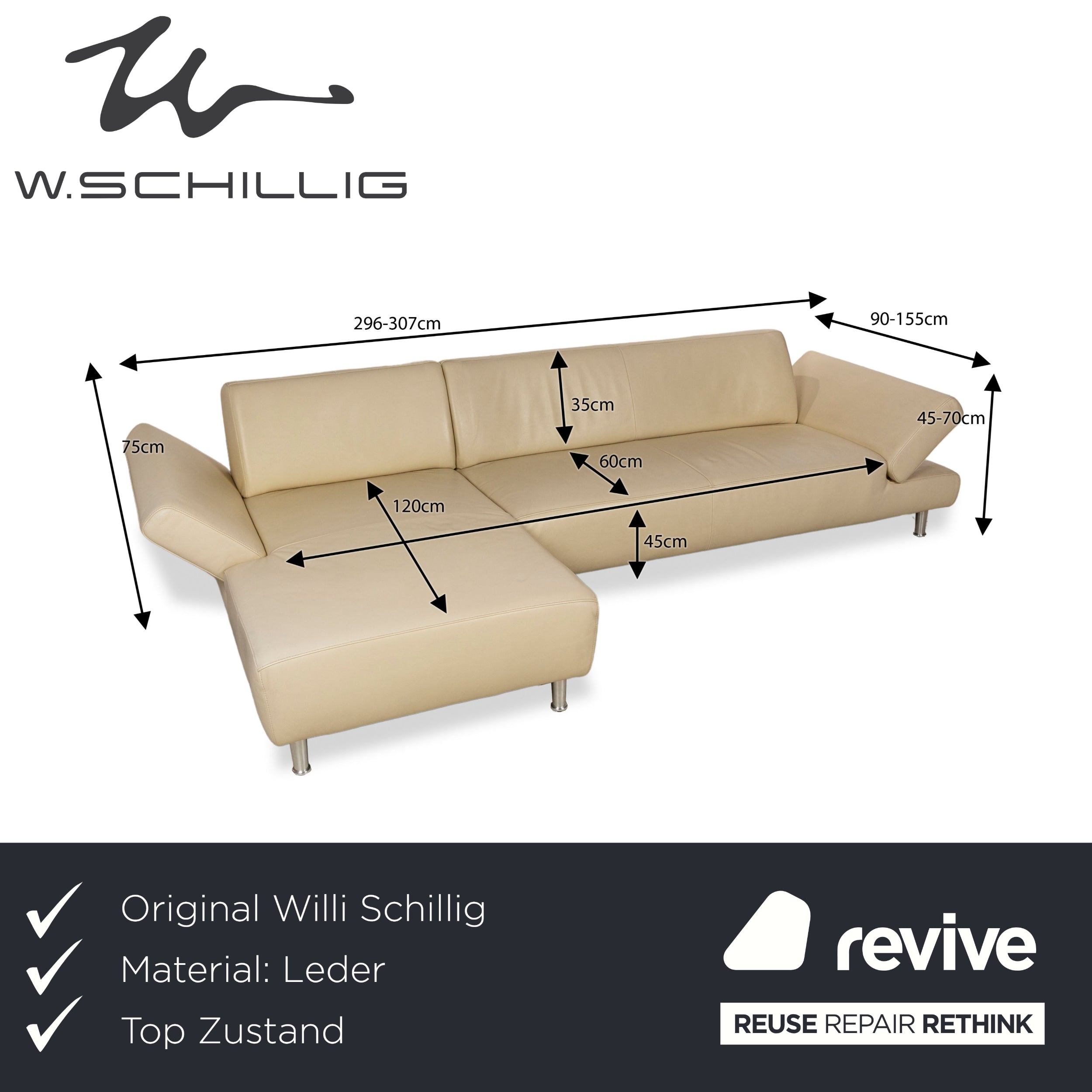 Willi Schillig Taboo Ecksofa Beige manuelle Funktion Sofa Couch