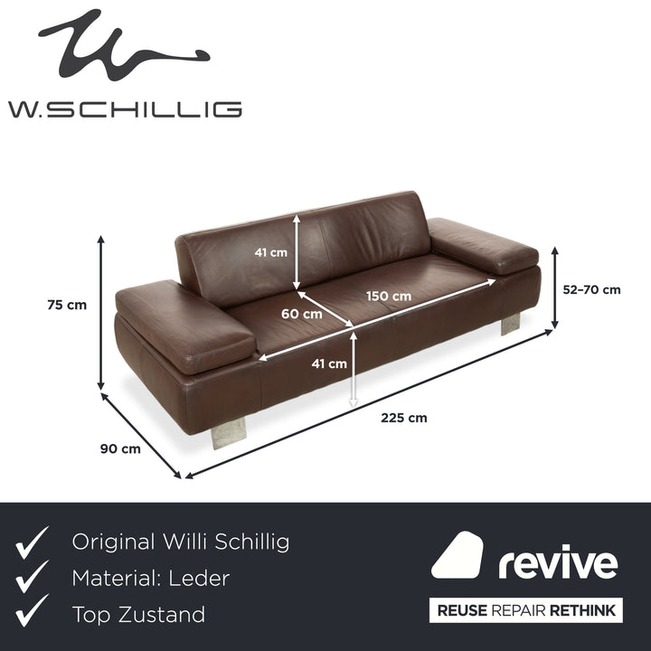 Willi Schillig Taboo Leder Dreisitzer Braun manuelle Funktion Sofa Couch