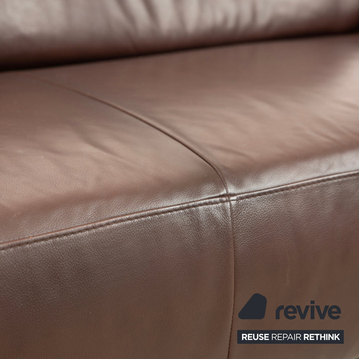 Willi Schillig Taboo Leder Dreisitzer Braun manuelle Funktion Sofa Couch