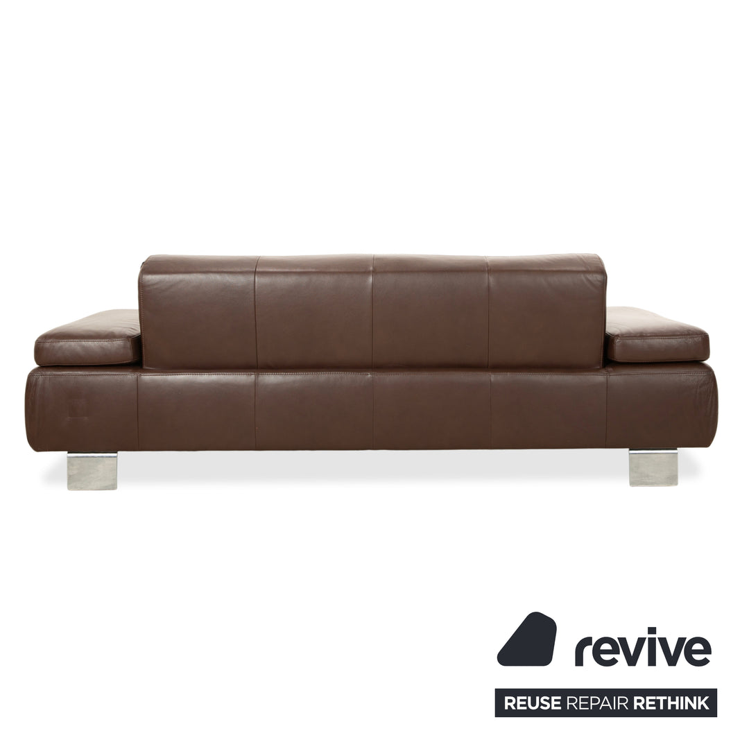 Willi Schillig Taboo Leder Dreisitzer Braun manuelle Funktion Sofa Couch
