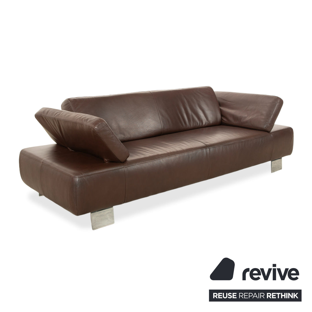 Willi Schillig Taboo Leder Dreisitzer Braun manuelle Funktion Sofa Couch