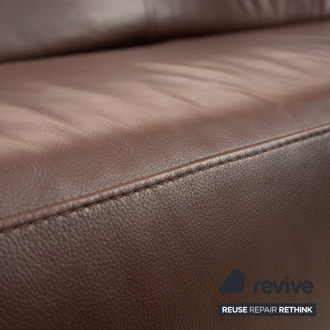 Willi Schillig Taboo Leder Dreisitzer Braun manuelle Funktion Sofa Couch