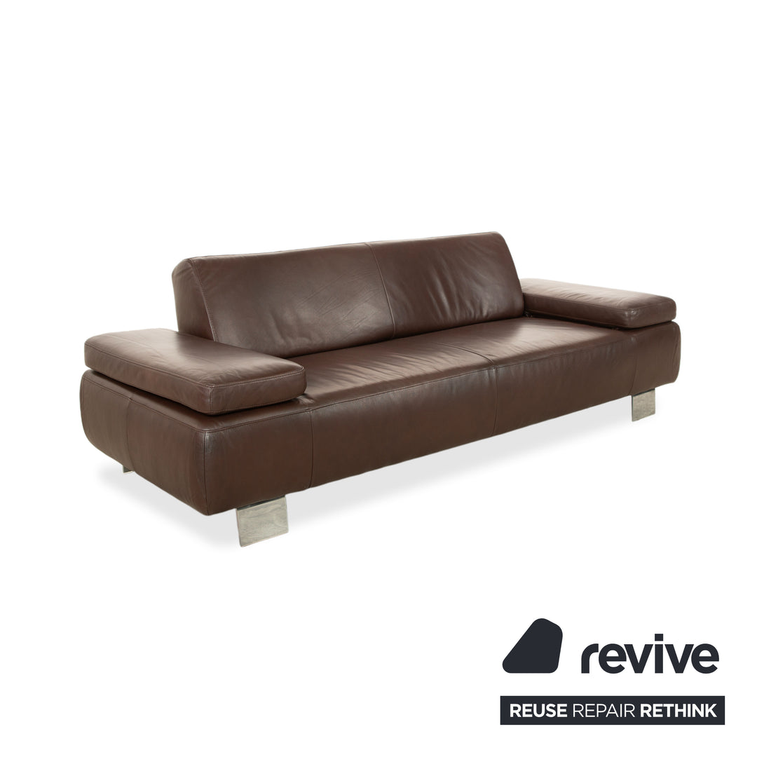 Willi Schillig Taboo Leder Dreisitzer Braun manuelle Funktion Sofa Couch