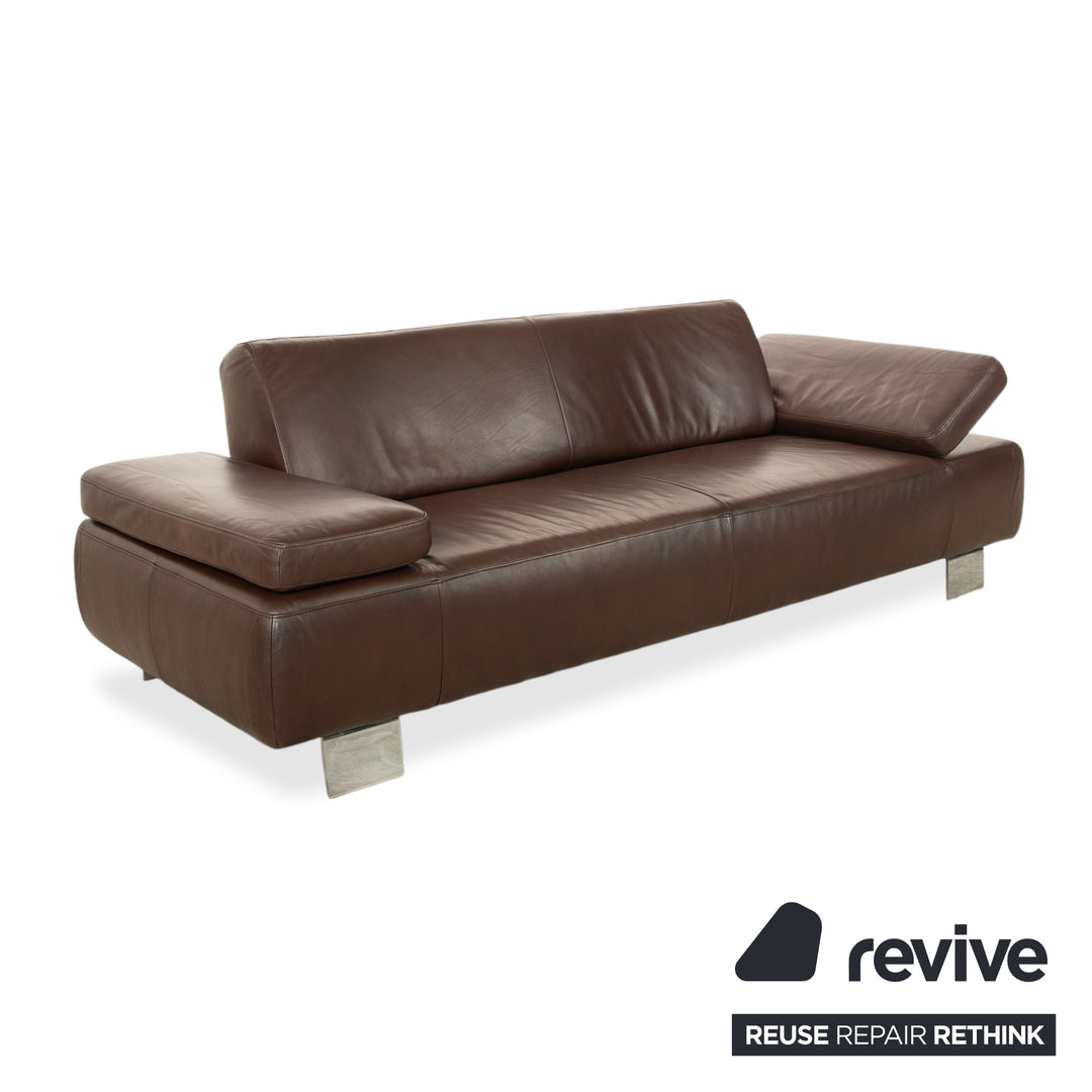 Willi Schillig Taboo Leder Dreisitzer Braun manuelle Funktion Sofa Couch