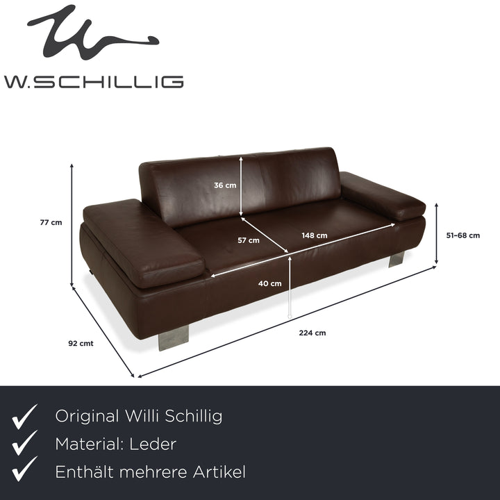 Willi Schillig Taboo Leder Dreisitzer Braun Sofa Couch manuelle Funktion