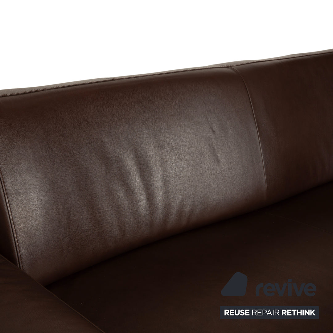 Willi Schillig Taboo Leder Dreisitzer Braun Sofa Couch manuelle Funktion