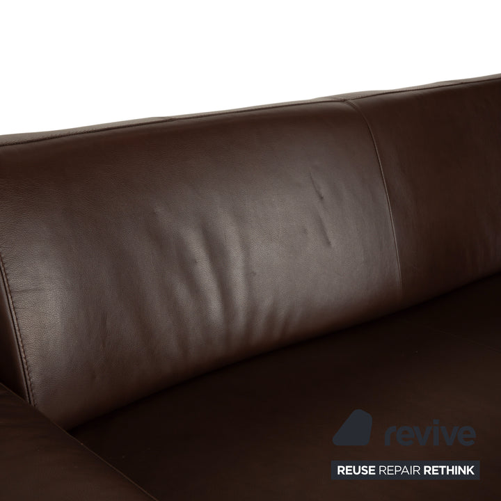 Willi Schillig Taboo Leder Dreisitzer Braun Sofa Couch manuelle Funktion