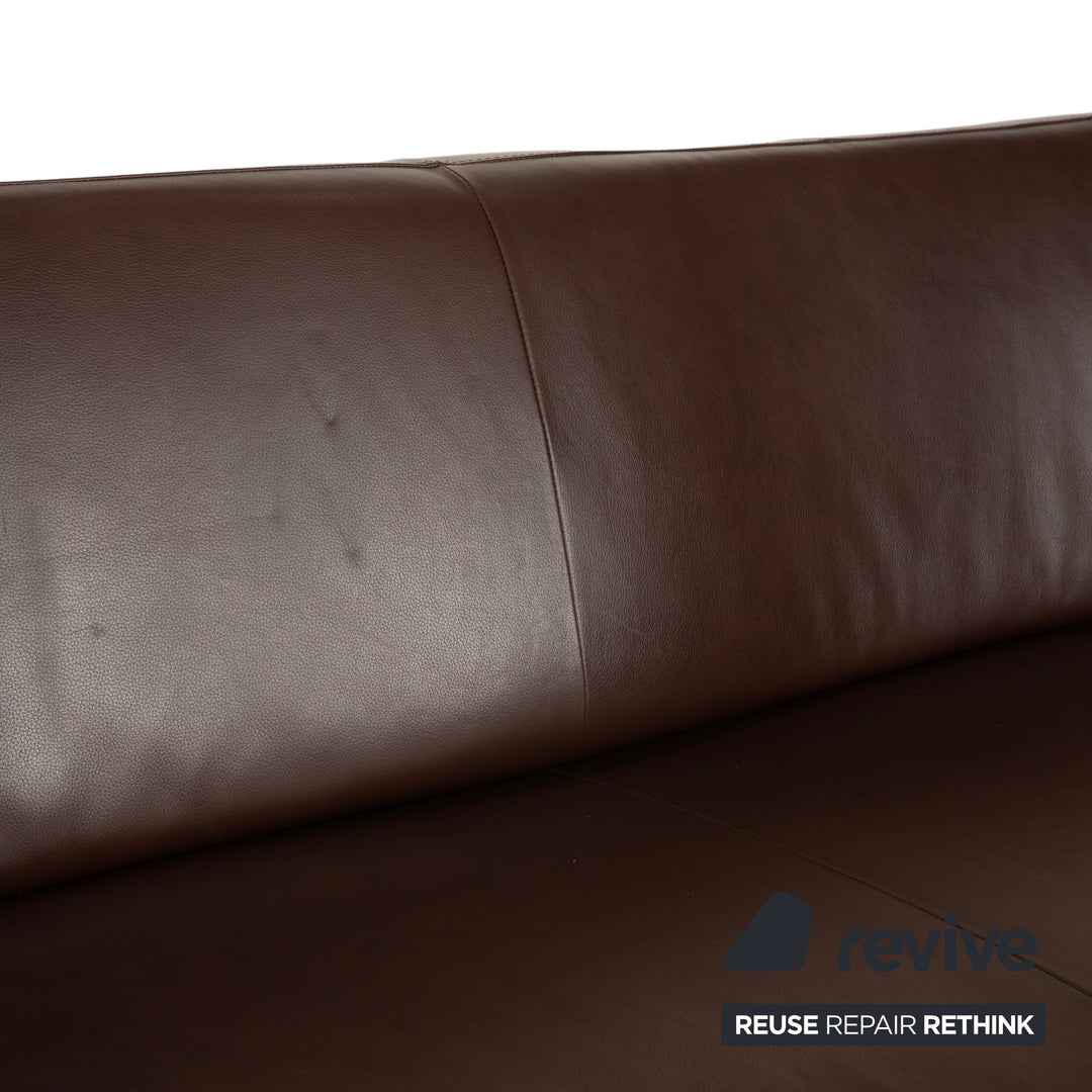 Canapé trois places en cuir marron Willi Schillig Taboo - Fonctionnement manuel